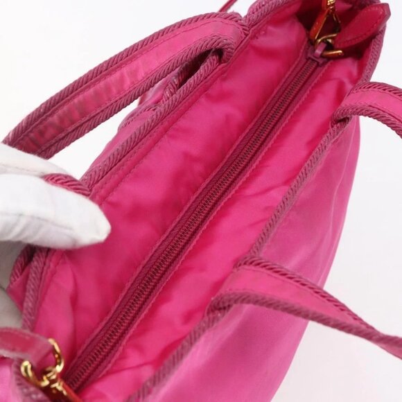 PRADA Hand Bag Nylon 2way Pink Gold Auth - Picture 10 of 15